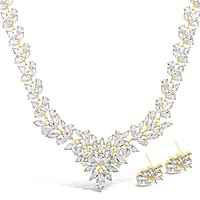 Bridal Gold Cubic Zirconia Necklace & Earrings Set 143586