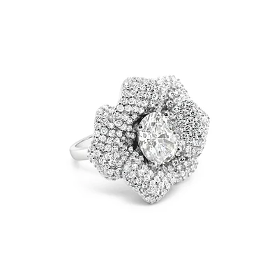 Sterling Silver Flower  Cubic Zirconia Ring 147819