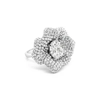 Sterling Silver Flower  Cubic Zirconia Ring 147819