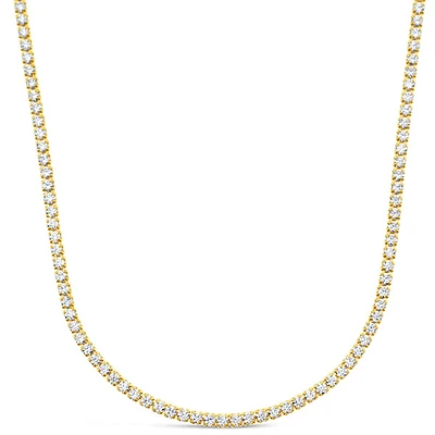 Gold Plated Sterling Silver Cubic Zirconia Tennis Choker Necklace