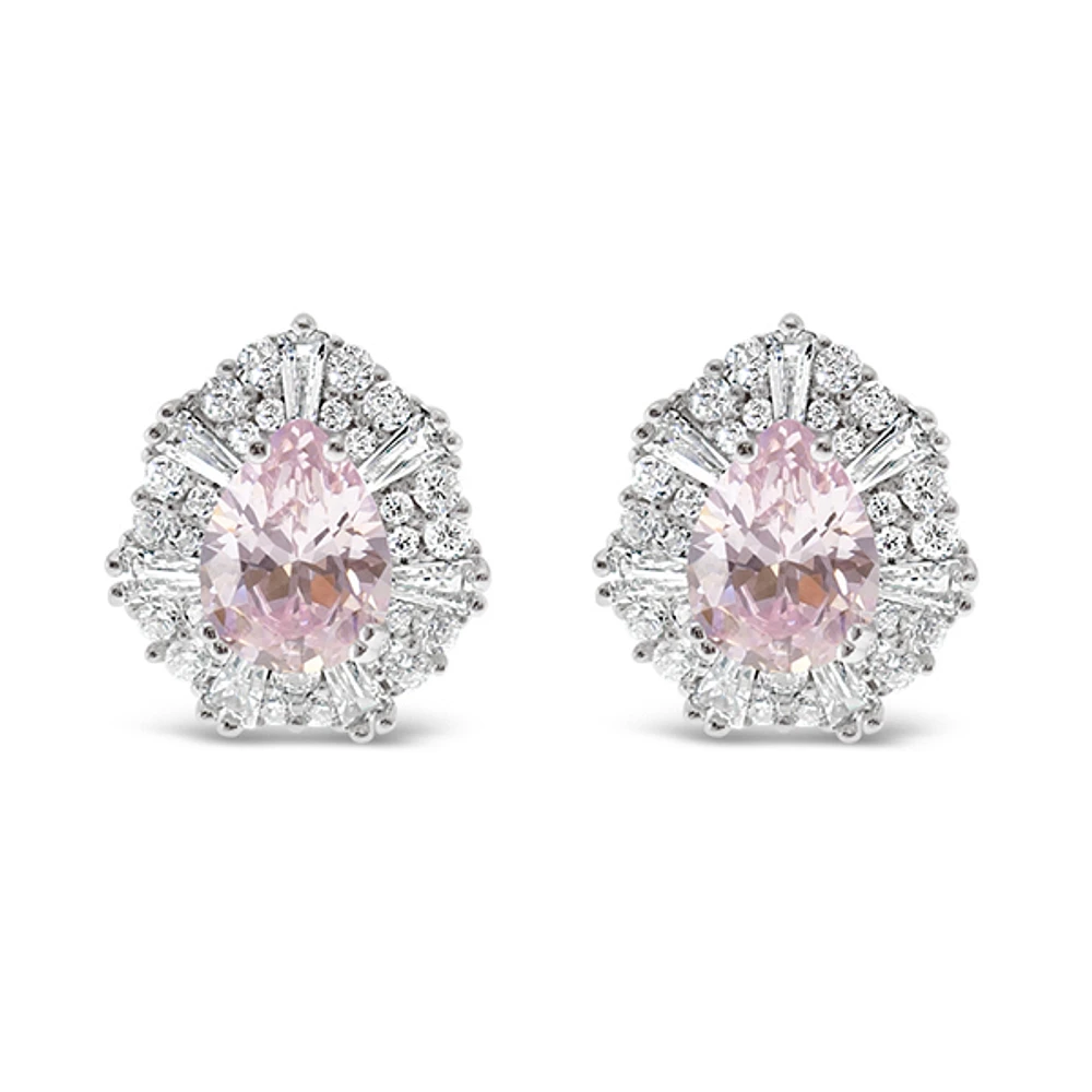 Sterling Silver Pink Cubic Zirconia Earrings