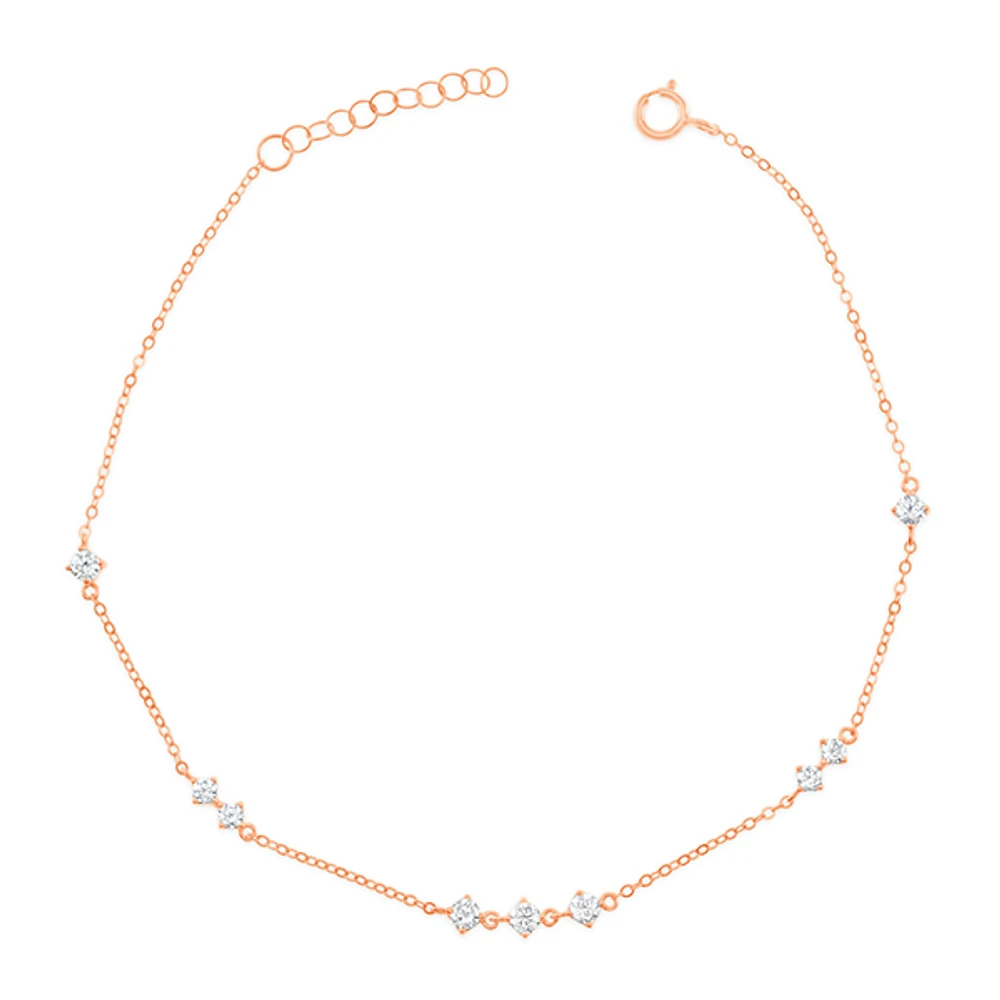 Rosegold Plated Sterling Silver Cubic Zirconia Anklet 153235