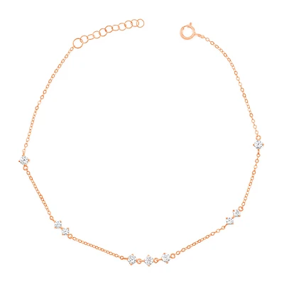 Rosegold Plated Sterling Silver Cubic Zirconia Anklet 153235
