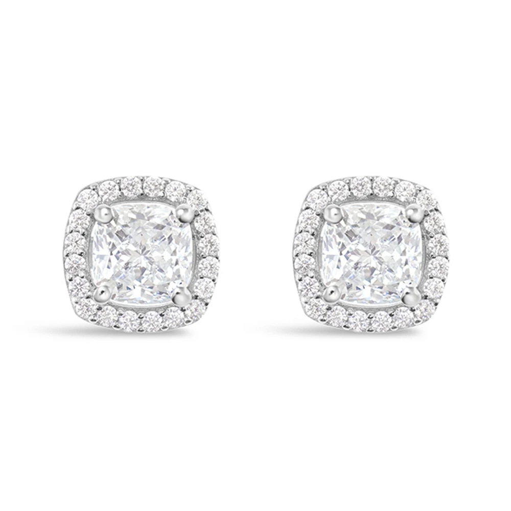 Sterling Silver Cubic Zirconia Square Studs 139376