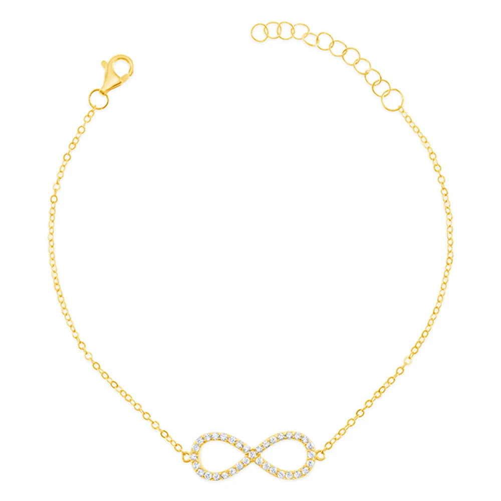 Gold Plated Sterling Silver Cubic Zirconia Infinity Bracelet 151232