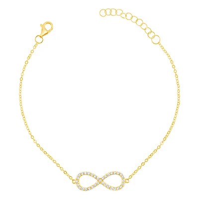 Gold Plated Sterling Silver Cubic Zirconia Infinity Bracelet 151232