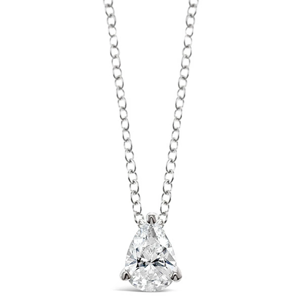 Sterling Silver Cubic Zirconia Round Tear Drop 5x7mm Necklace144895