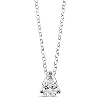 Sterling Silver Cubic Zirconia Round Tear Drop 5x7mm  Necklace144895