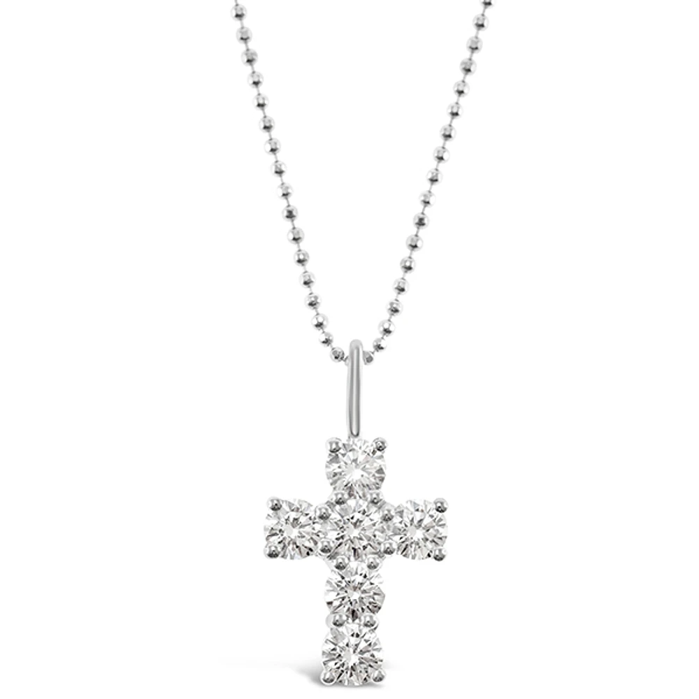 Sterling Silver Cubic Zirconia Cross Necklace 141131