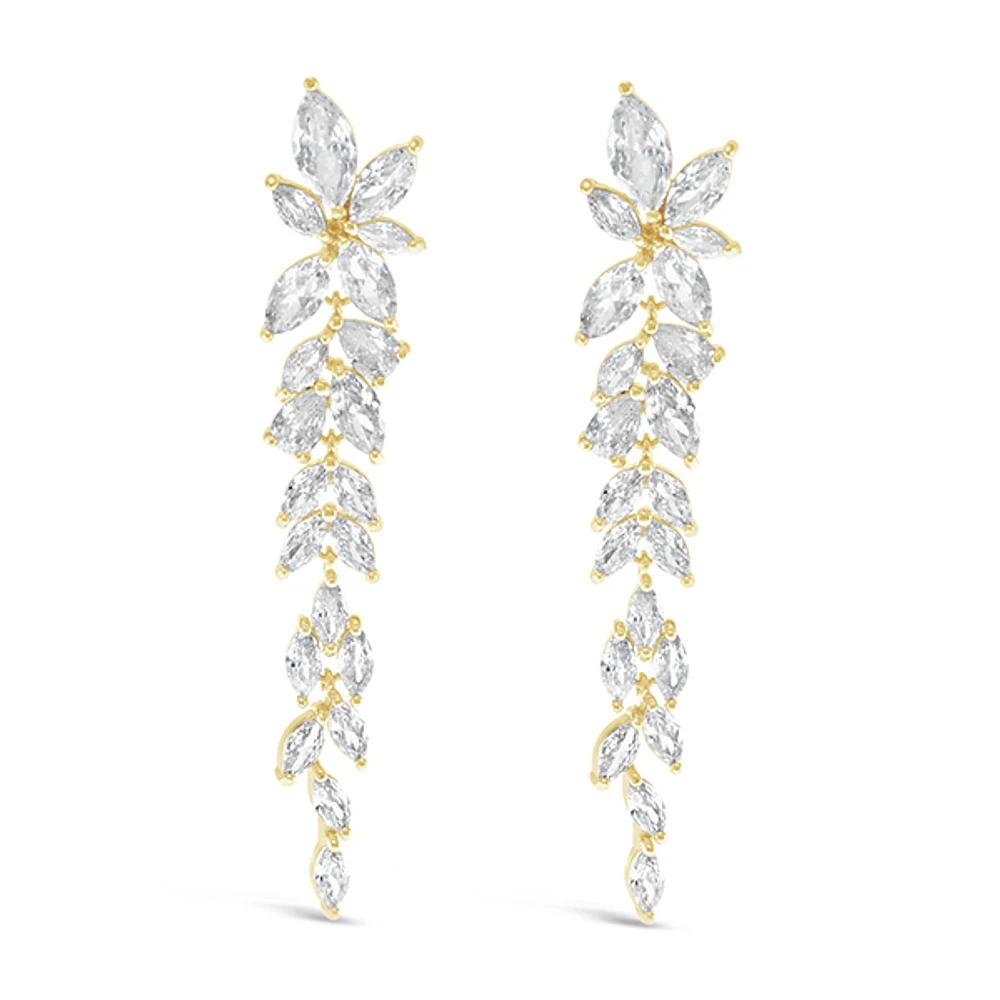 Bridal Gold Cubic Zirconia Drop Earrings