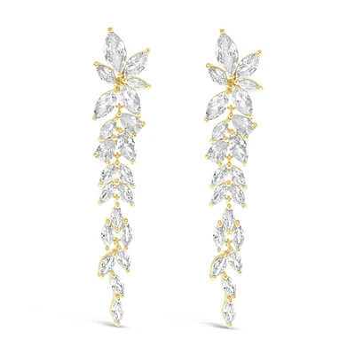 Bridal Gold Cubic Zirconia Drop Earrings