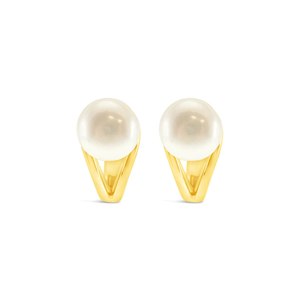 Gold Plated Sterling Silver Pearl Earrings 152293