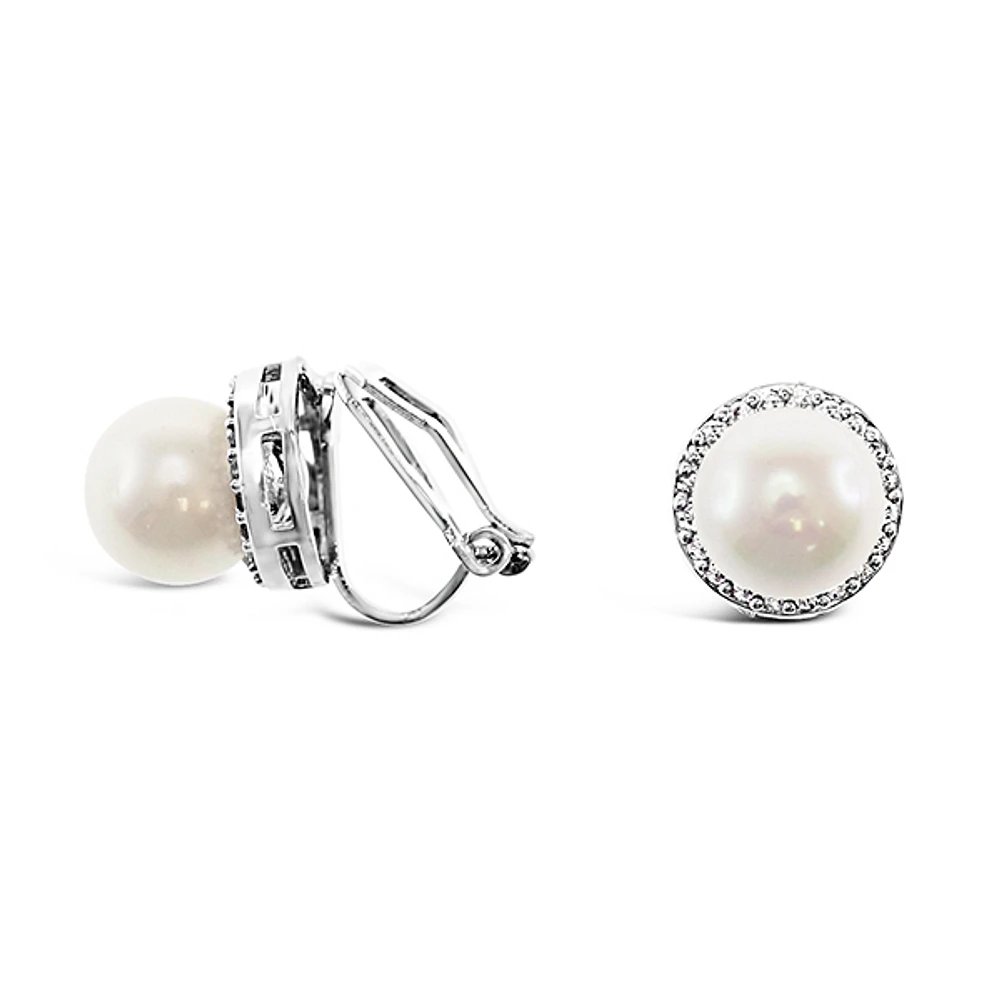 Bridal Silver Cubic Zirconia Clip-on Earrings