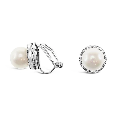 Bridal Silver Cubic Zirconia Clip-on Earrings