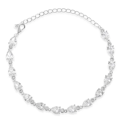Bridal Cubic Zirconia Silver Tear Drop Bracelet 134379