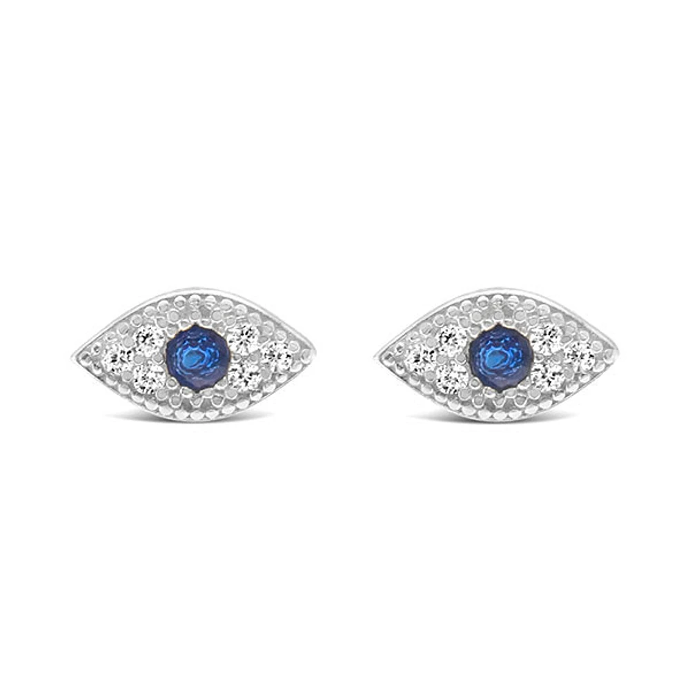Sterling Silver Cubic Zirconia Evil Eyes Earrings 144883