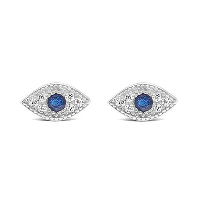 Sterling Silver Cubic Zirconia Evil Eyes Earrings 144883