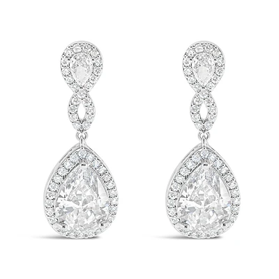 Bridal Silver Cubic Zirconia Tear Drop Earrings 152755