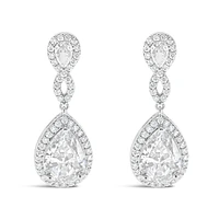 Bridal Silver Cubic Zirconia Tear Drop Earrings 152755