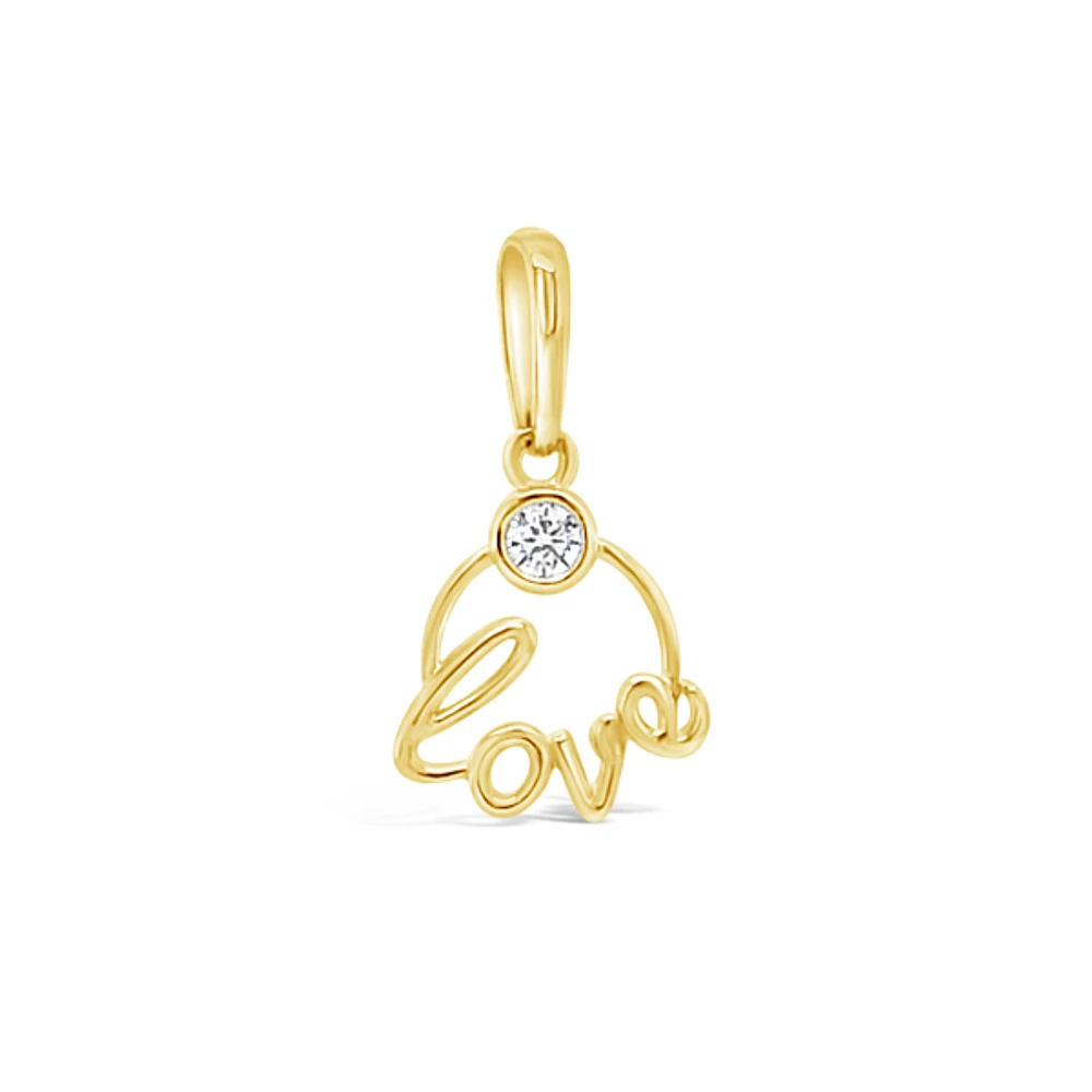 10k Yellow Gold Cubic Zirconia Love Pendant