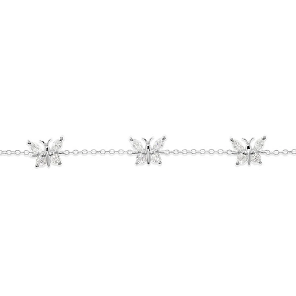 Sterling Silver Cubic Zirconia Butterfly Bracelet