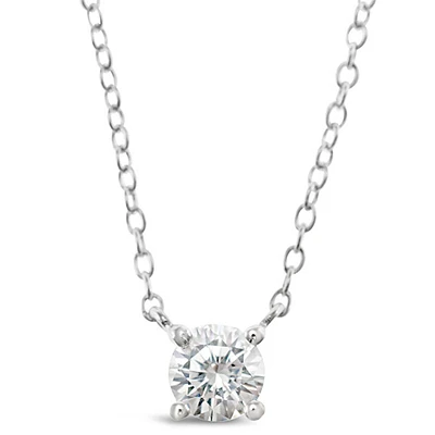 Sterling Silver Cubic Zirconia Round  8 Heart 8 arrow Cut 5mm Necklace 143472