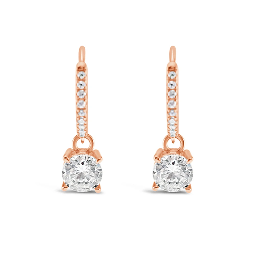 Rosegold Plated Sterling Silver Cubic Zirconia Hoop Earrings 151249