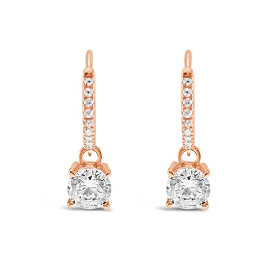 Rosegold Plated Sterling Silver Cubic Zirconia Hoop Earrings 151249