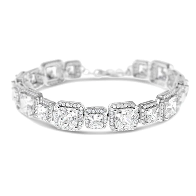 Sterling Silver Square Cubic Zirconia Tennis Bracelet 125090