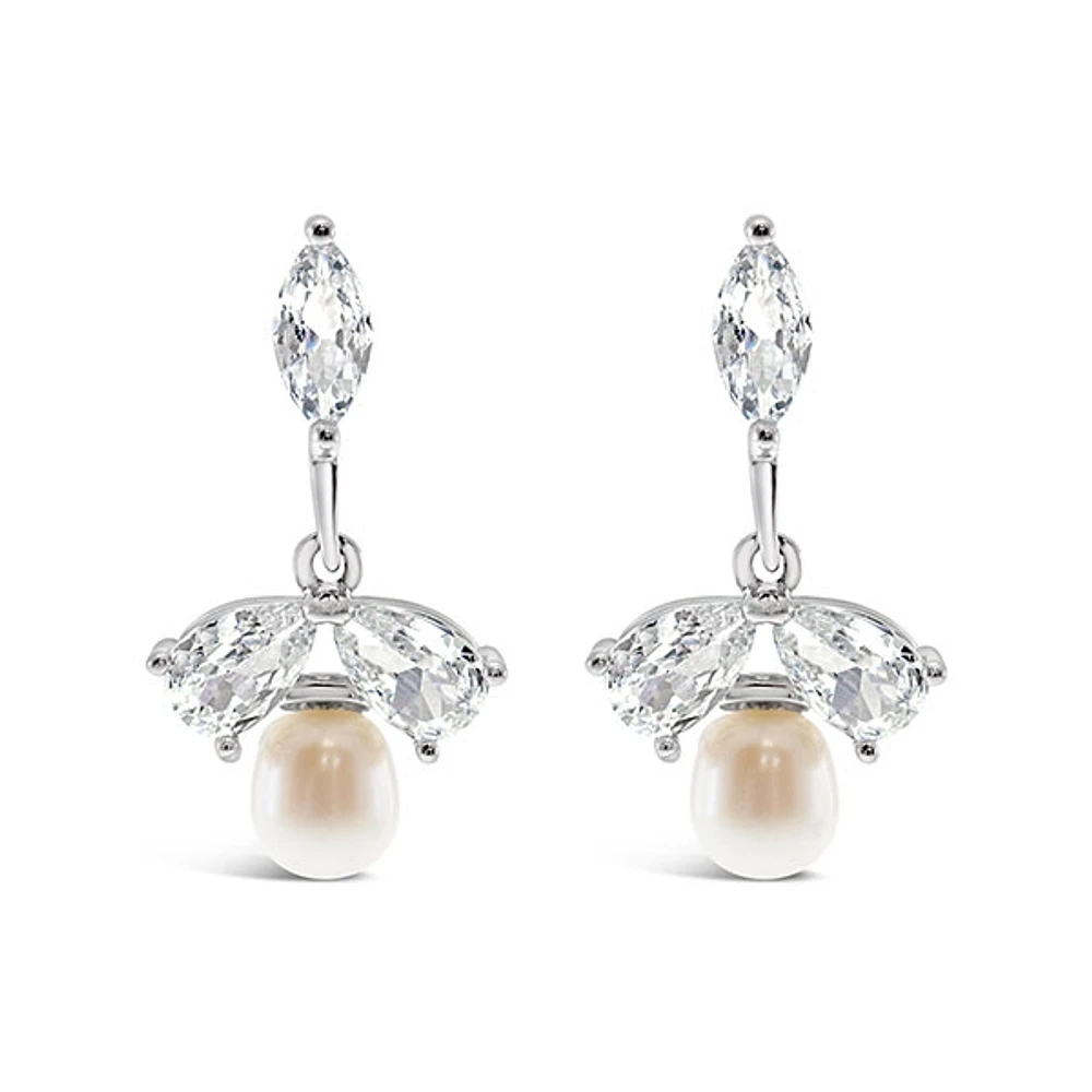 Bridal Pearl Cubic Zirconia Necklace & Earrings Set 145915