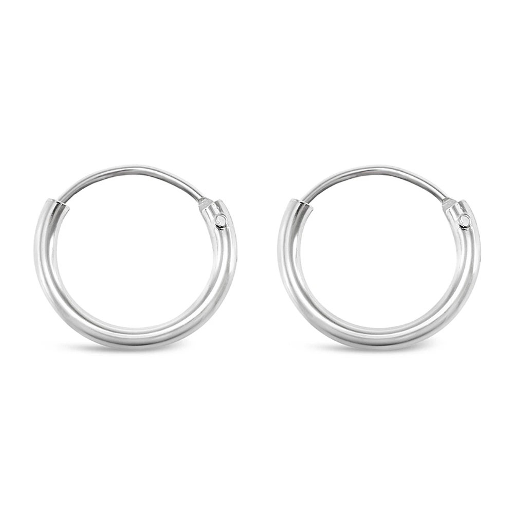 Sterling Silver Plain 10mm Hoops Earrings 132278