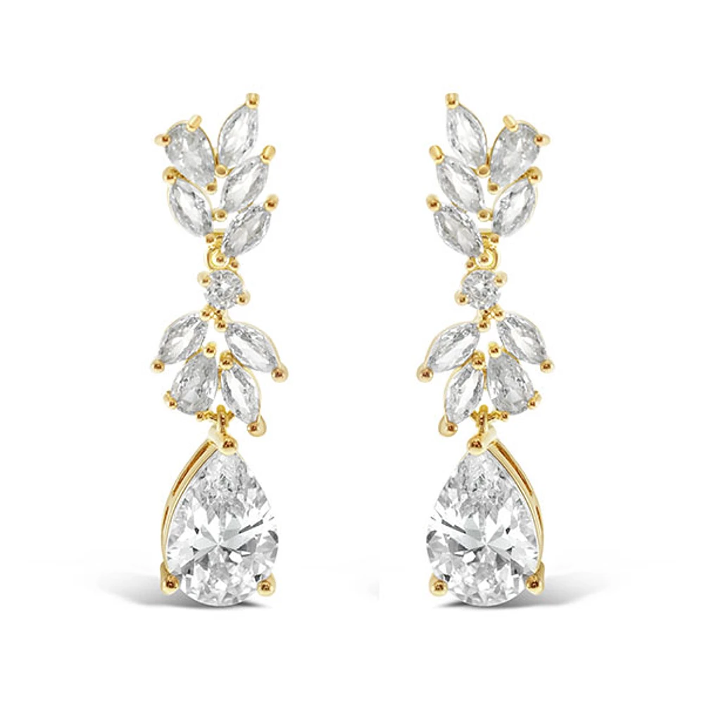 Bridal Gold Cubic Zirconia Drop Earrings 145933