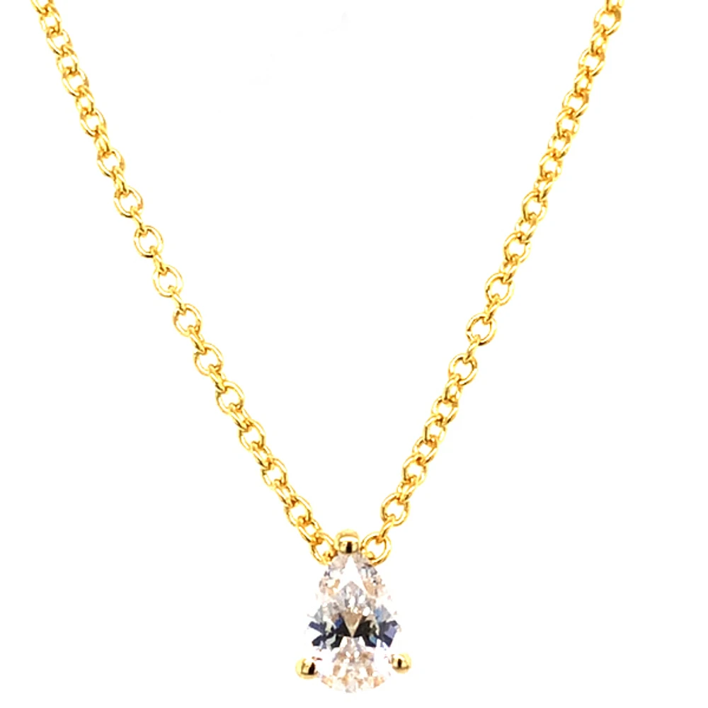 Gold Plated Sterling Silver Teardrop Cubic Zirconia Necklace 143485