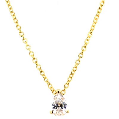 Gold Plated Sterling Silver Teardrop Cubic Zirconia Necklace 143485