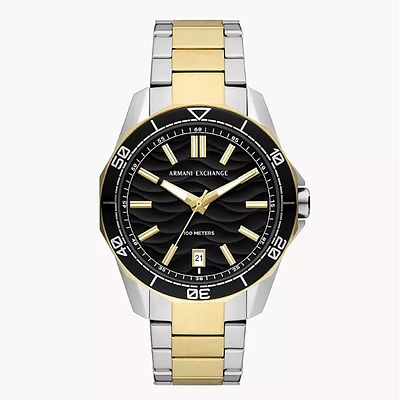 Armani Exchange Three-Hand Date Two-Tone Stainless Steel Watch