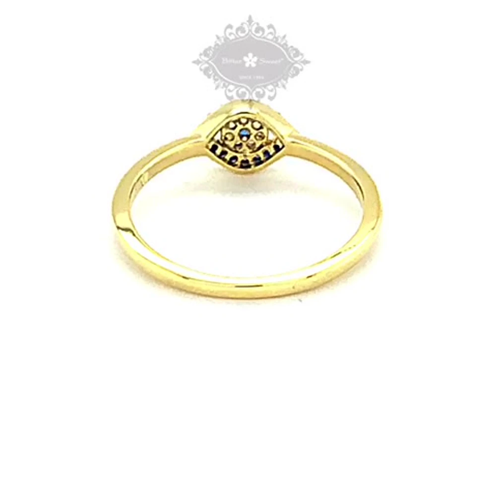 Gold Plated Sterling Silver Cubic Zirconia Evil Eye Ring 139427