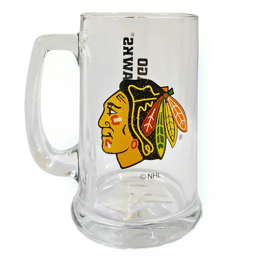 NHL Chicago Blackhawks Beer Stein Glass 15oz