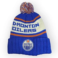 NHL Edmonton Oilers Blue Pillow Knit with Pom Pom Raised Cuff Beanie