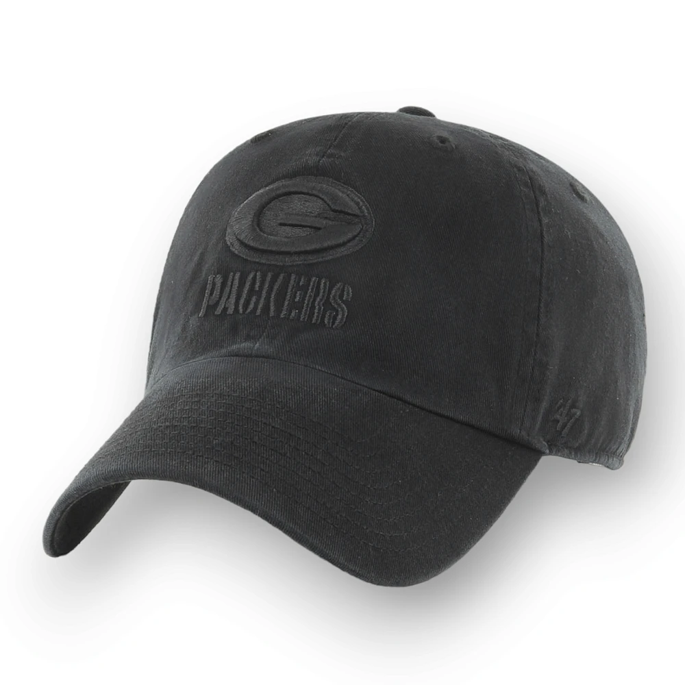 NFL Green Bay Packers '47 Brand Black on Black Clean Up Cap