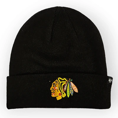 NHL Chicago Blackhawks '47 Brand Black Raised Cuff Beanie