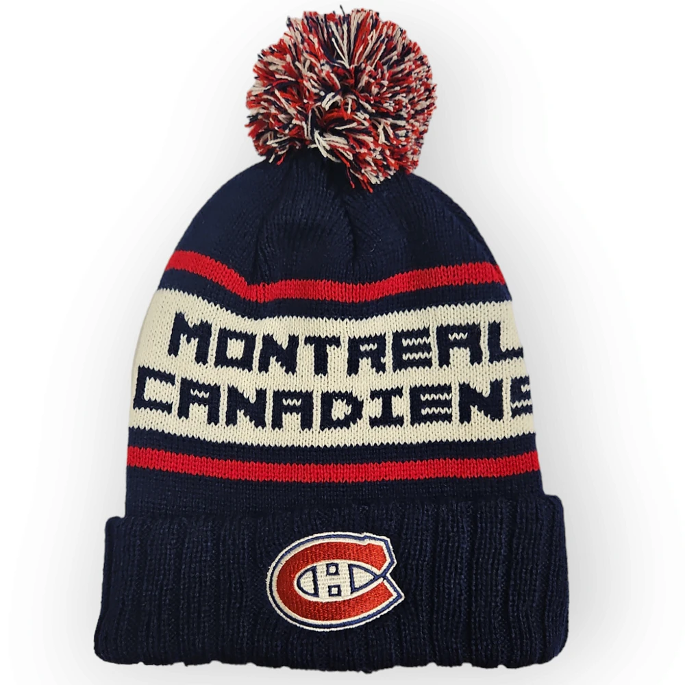 NHL Montreal Canadiens Navy Pillow Knit with Pom Pom Raised Cuff Beanie