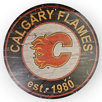 NHL Calgary Flames Distressed Logo est 1980 24" Sign