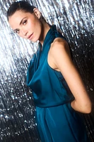 Cowl Neckline Midi Dress