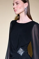 Chiffon Sleeves Brooch Top