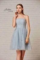 Glitter Lace-Up Back Dress
