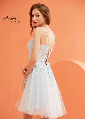 Lace Tulle Corset Back Short Dress