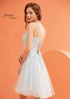 Lace Tulle Corset Back Short Dress