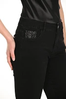 Ankle-Length Embellished Hem Jeans
