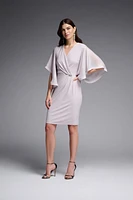 Ruffle Sleeves Wrap Sheath Dress