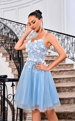 3D Floral Applique Cocktail Dress